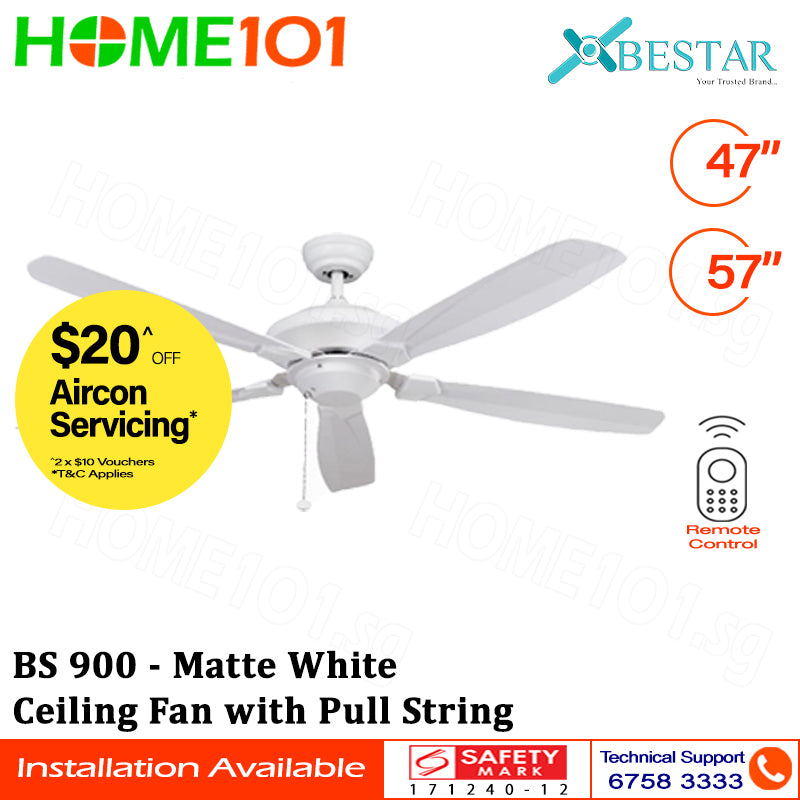 Bestar Ceiling Fan with Pull String 47”/57”  BS 900