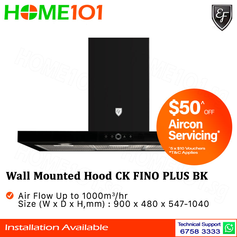 EF Wall Mounted Hood 90cm CK FINO PLUS BK