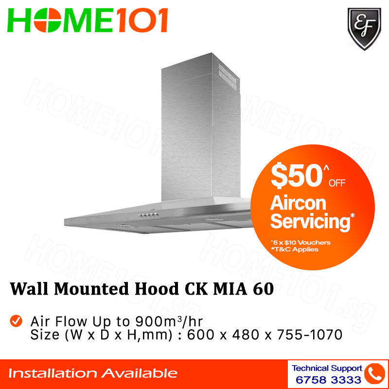 EF Wall Mounted Chimney Hood 60cm CK MIA 60