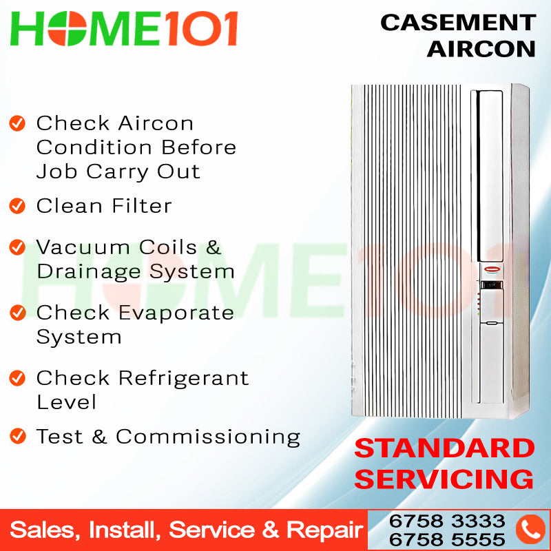 Casement Aircon Contract Servicing - 1x Standard Servicing + 1x Chemical Servicing