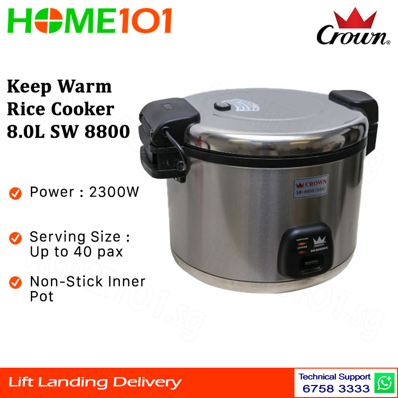 Crown Commercial Keep Warm Rice Cooker 8.0L SW 8800