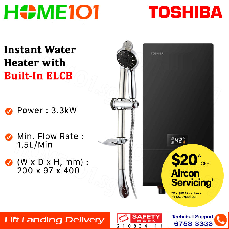 Toshiba Digital Instant Water Heater with Build in ELCB DSK33ES5SB