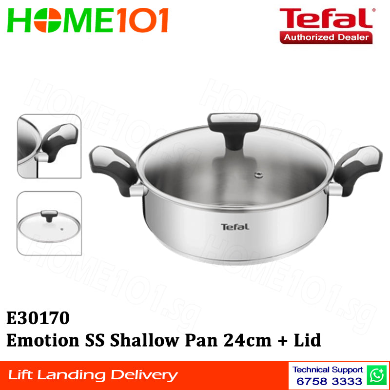 Tefal Emotion Stainless Steel Shallow Pan 24cm + Lid E30170