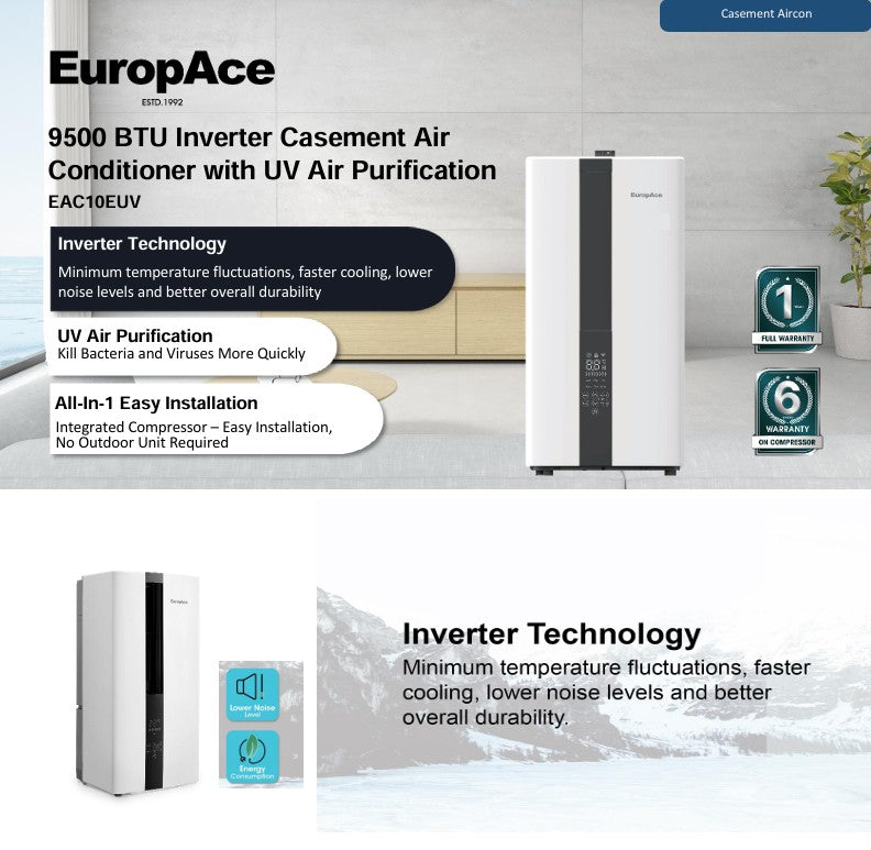 Europace Inverter Casement Aircon 9500BTU EAC10EUV