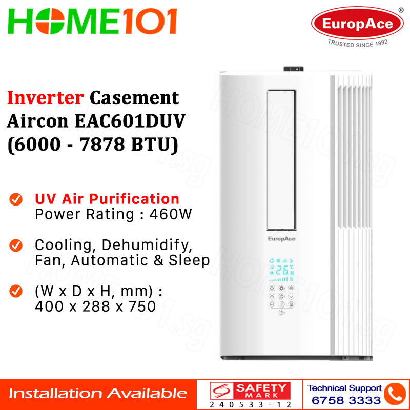 Europace Inverter Casement Aircon 6000 - 7878BTU EAC601DUV || EAC601D