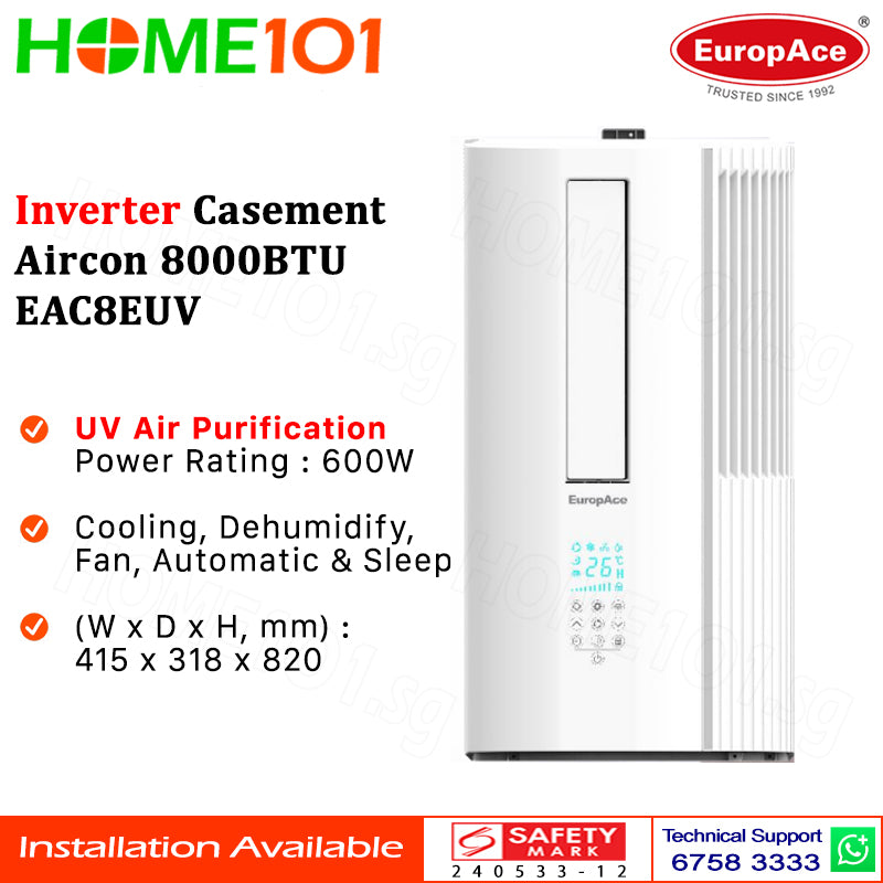 Europace Inverter Casement Aircon 8000BTU EAC8EUV