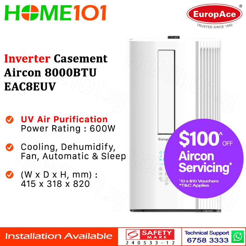 Europace Inverter Casement Aircon 8000BTU EAC8EUV