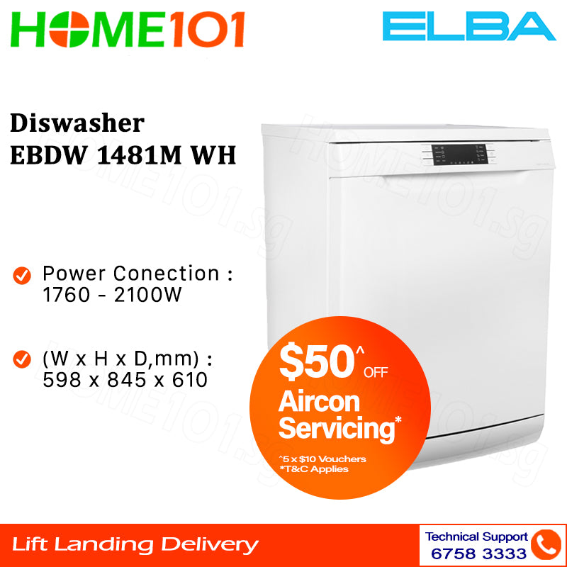 Elba Free Standing Dishwasher EBDW 1481M WH