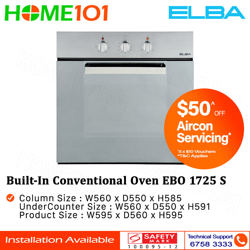 Elba Built-In Conventional Oven EBO 1725 S - DISCON