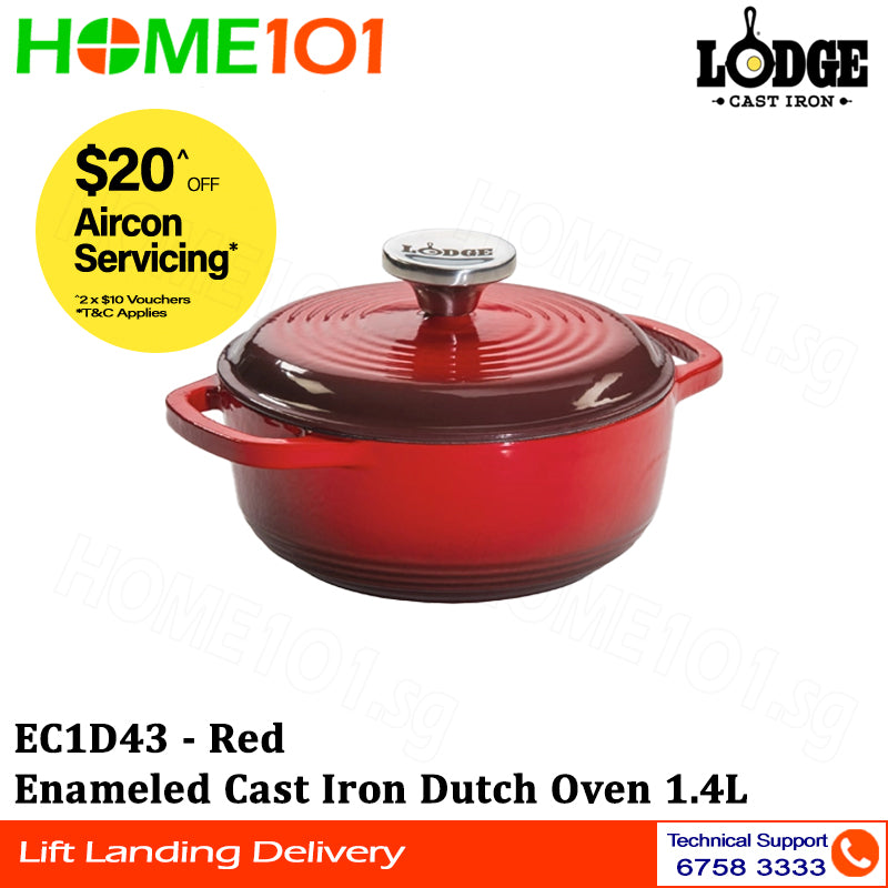 Lodge Enameled Cast Iron Dutch Oven 1.4L EC1D43 - Red