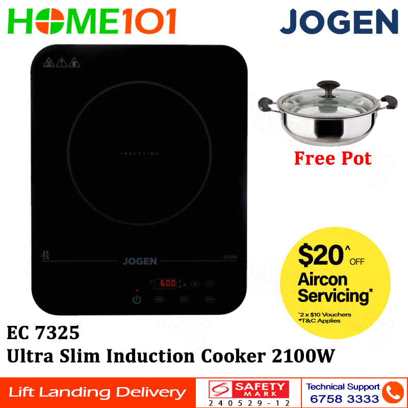 Jogen Ultra Slim Induction Cooker 2100W EC 7325 *FREE POT*