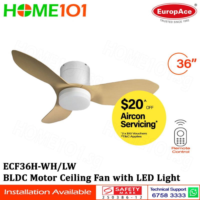 Europace BLDC Motor Ceiling Fan with LED Light & Remote Control 36" ECF36H