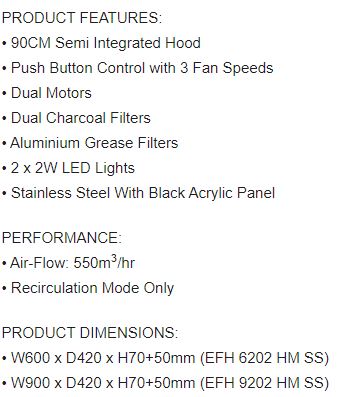 EF Semi Integrated Hood 60cm EFCH 6202 HM SSL