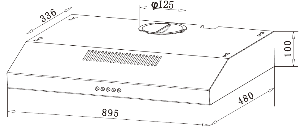 EF Slimline Hood 90cm EFCH 9103T SS