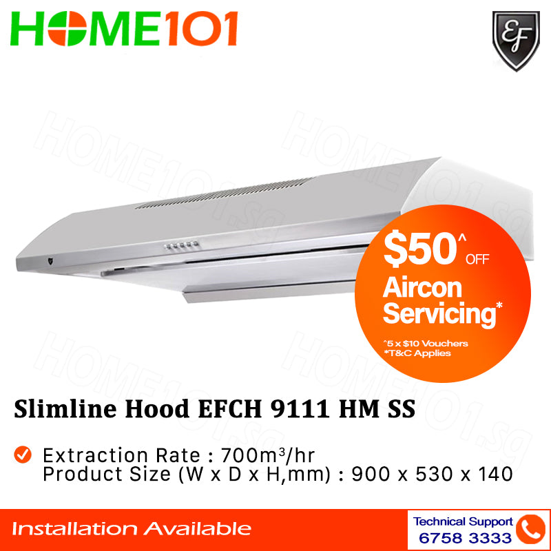 EF Slimline Hood 90cm EFCH 9111 HM SS