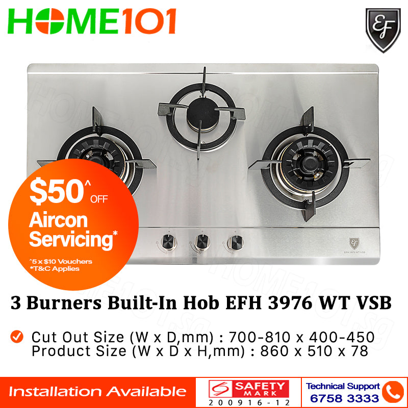 EF 3 Burners Built-In Hob EFH 3976 WT VSB