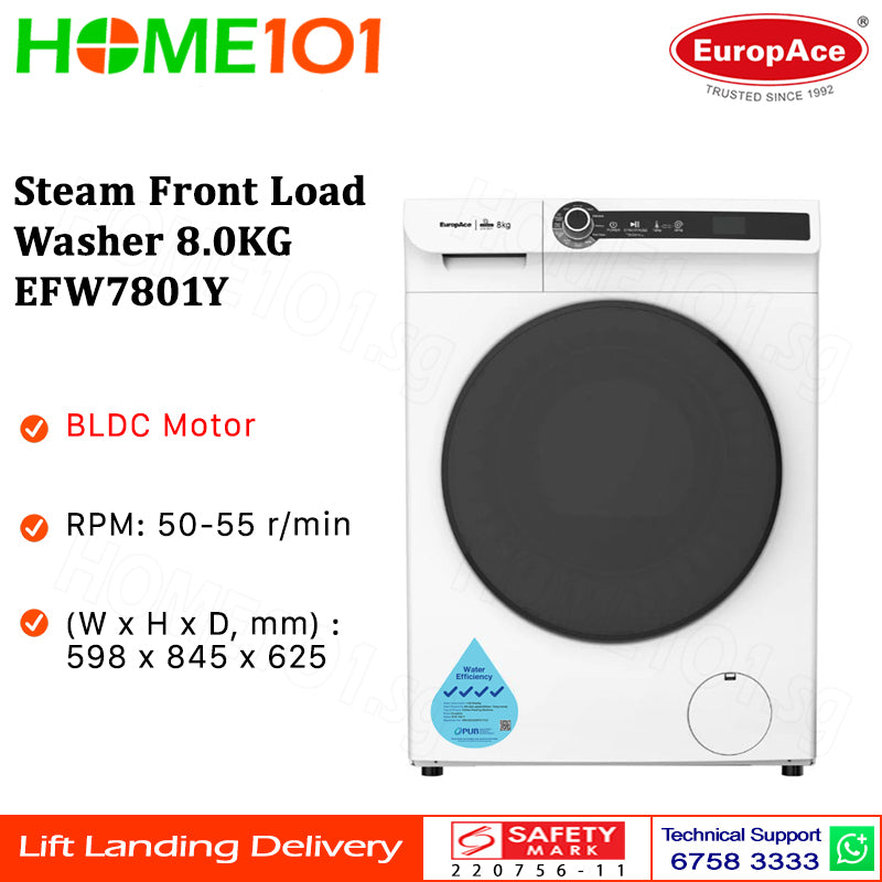 Europace Steam Front Load Washer 8.0KG EFW7801Y