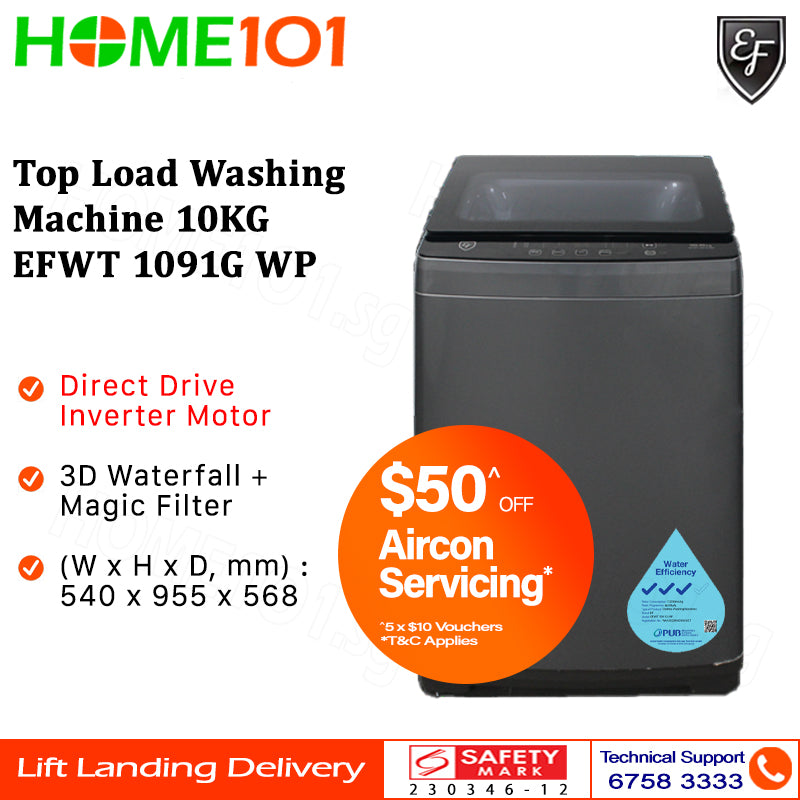 EF Top Load Washing Machine 10KG EFWT 1091G WP