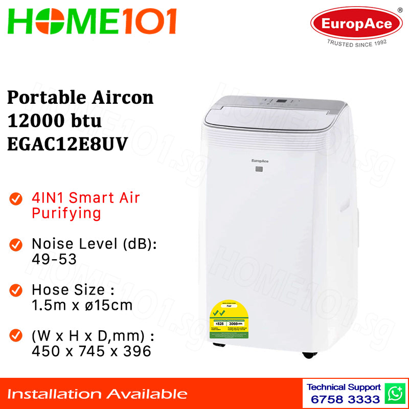Europace 4IN1 Smart Air Purifying Green Portable Aircon 12000BTU EGAC12E8UV