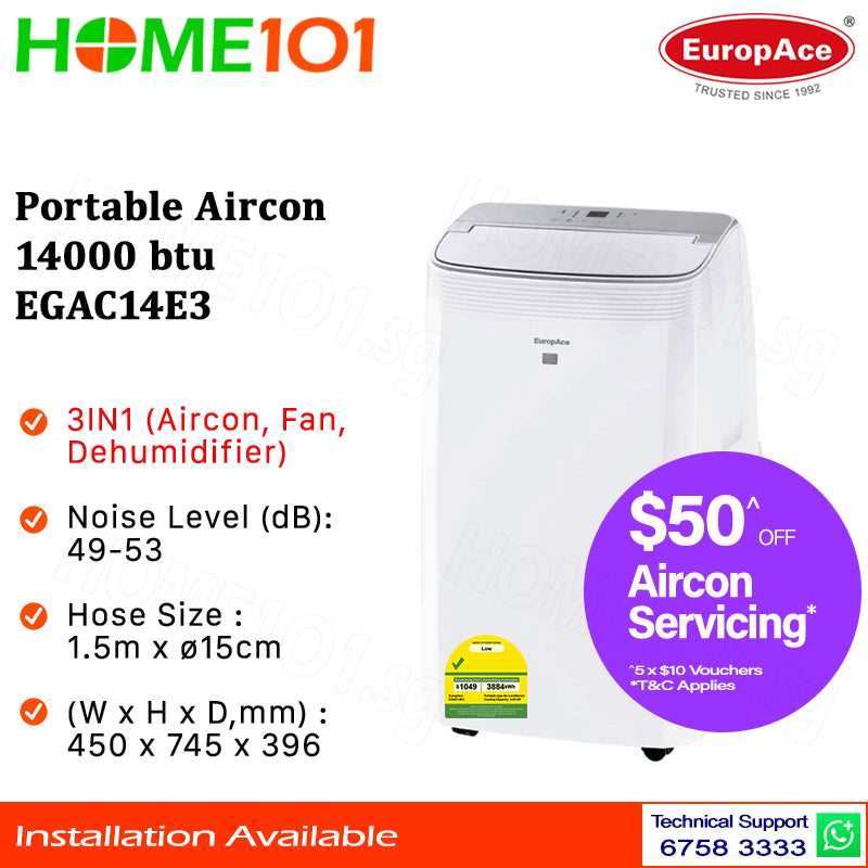 Europace Compact Series Green Portable Aircon 14000BTU EGAC14E3