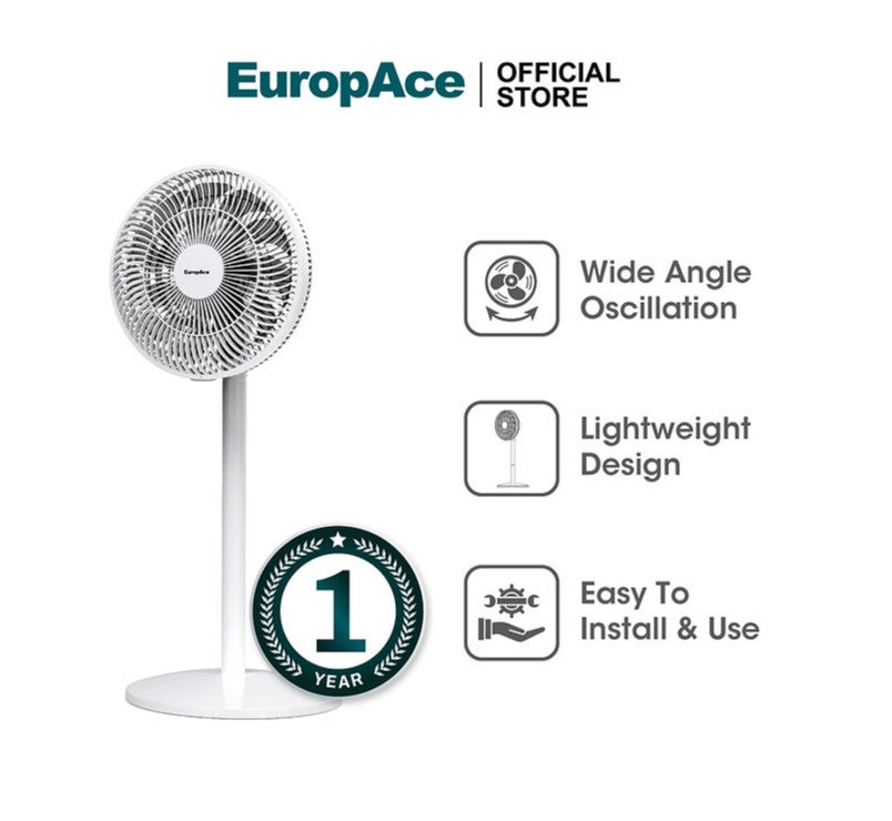 Europace Modern Flat Grille Design Living Fan 12” ELF3123DWH