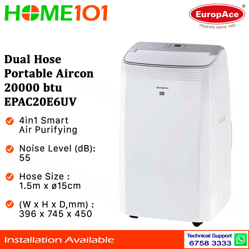 Europace Dual Hose Portable Aircon 20000BTU EPAC20E6UV
