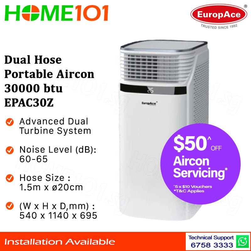 Europace Dual Hose Portable Aircon 30000BTU EPAC30Z