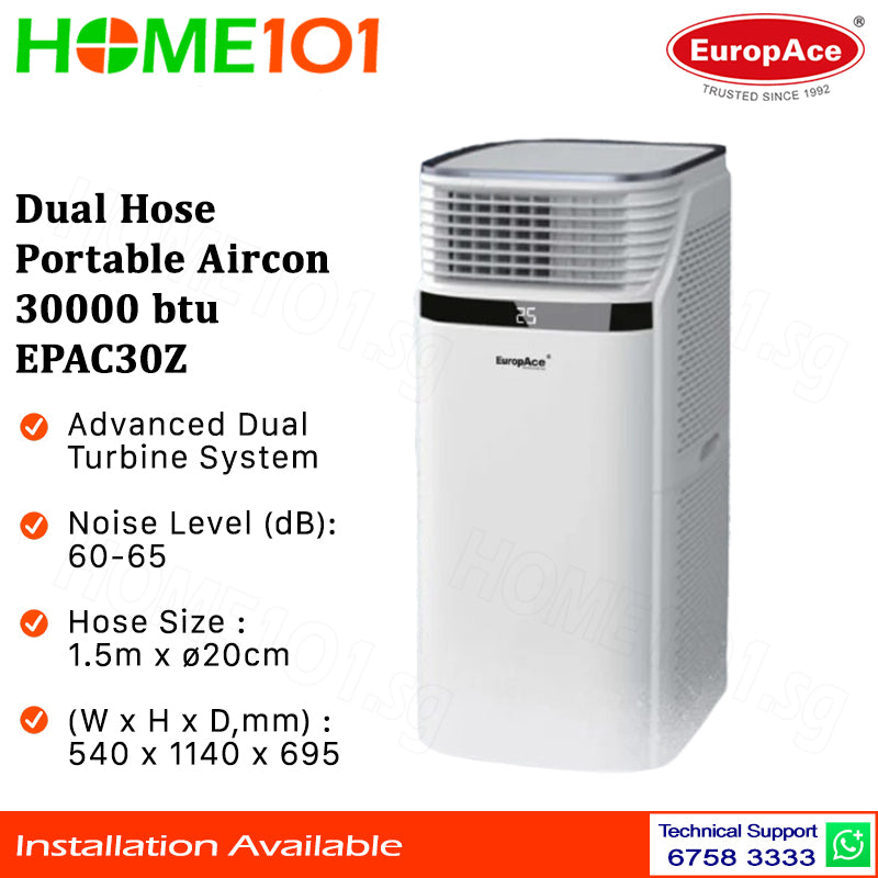 Europace Dual Hose Portable Aircon 30000BTU EPAC30Z