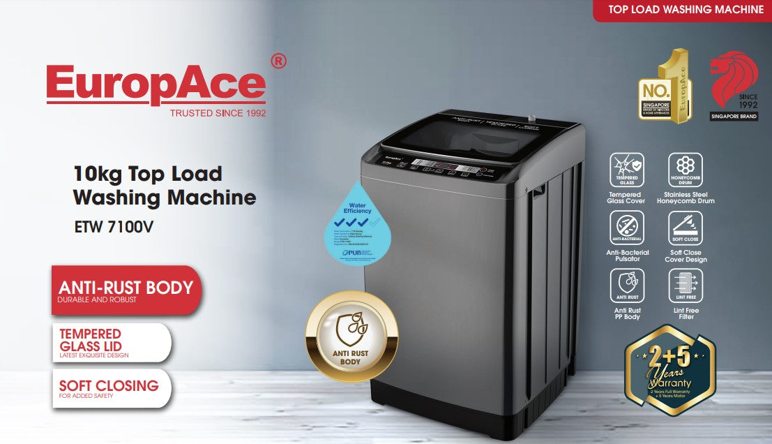 Europace Top Load Fully Washing Machine 10KG ETW 7100V