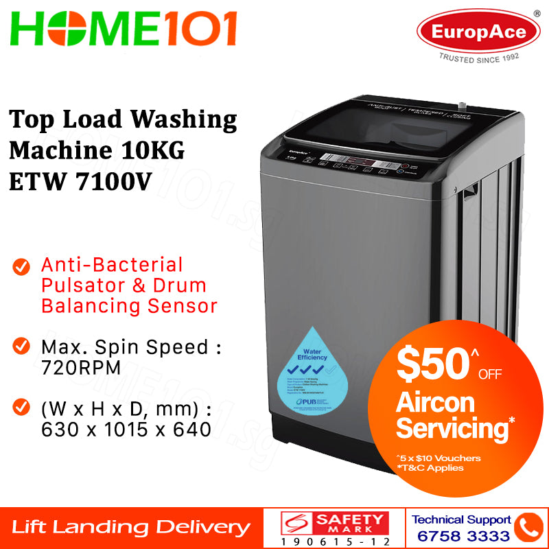 Europace Top Load Fully Washing Machine 10KG ETW 7100V