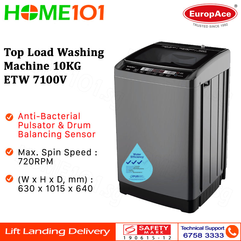 Europace Top Load Fully Washing Machine 10KG ETW 7100V