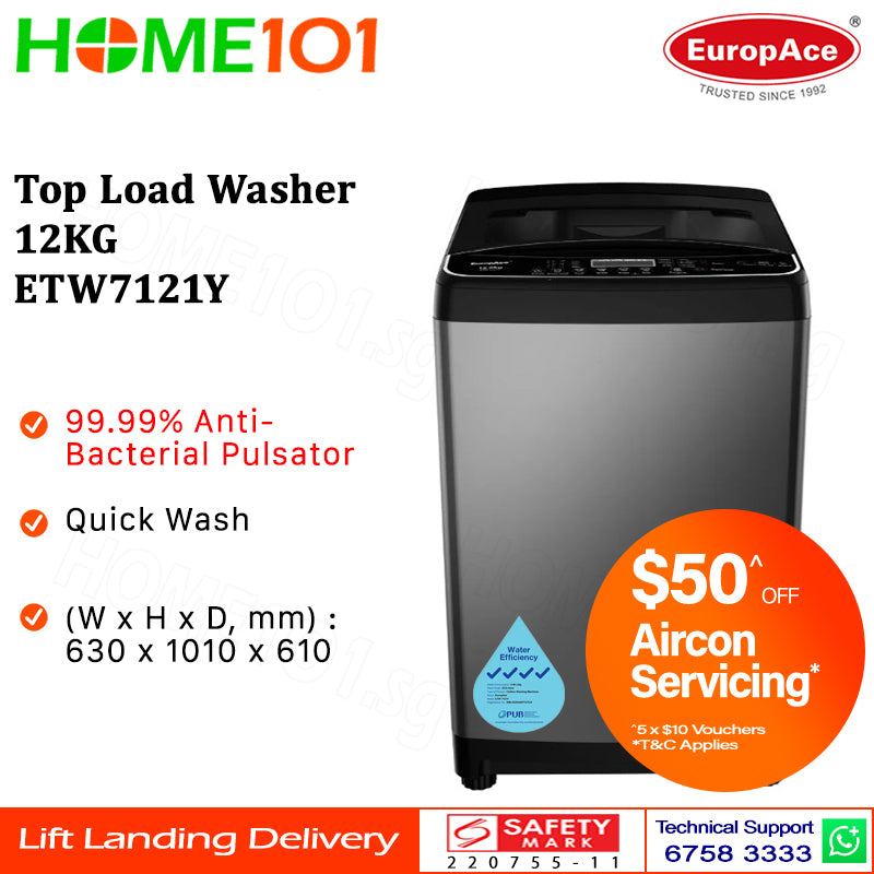 Europace Top Load Washer 12KG ETW7121Y