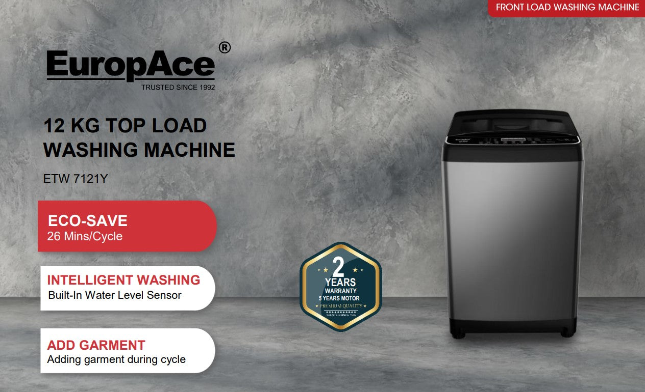 Europace Top Load Washing Machine 12KG ETW 7121Y