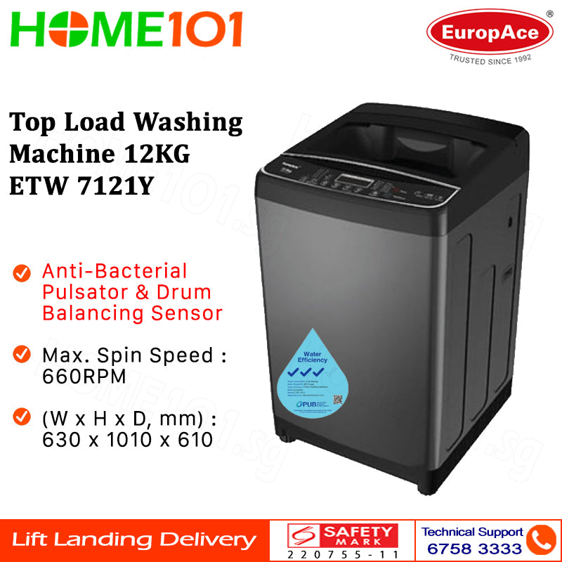 Europace Top Load Washing Machine 12KG ETW 7121Y