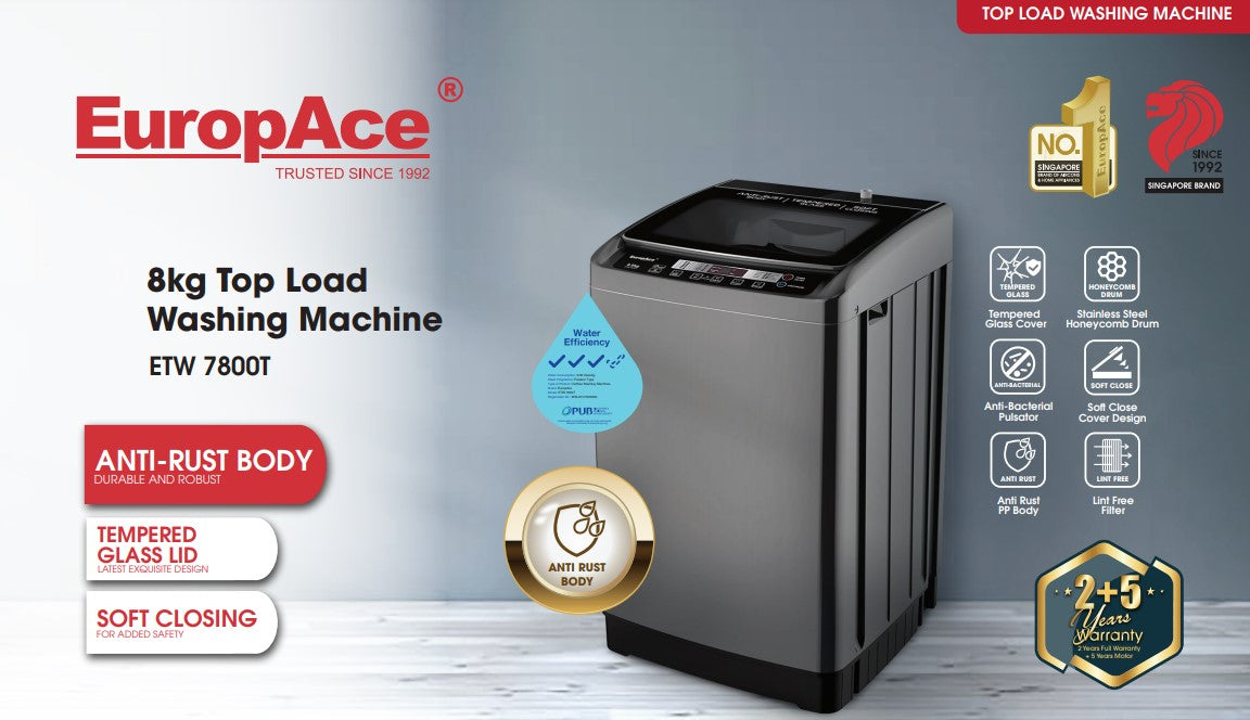 Europace Top Load Fully Washing Machine 8.0KG ETW 7800T