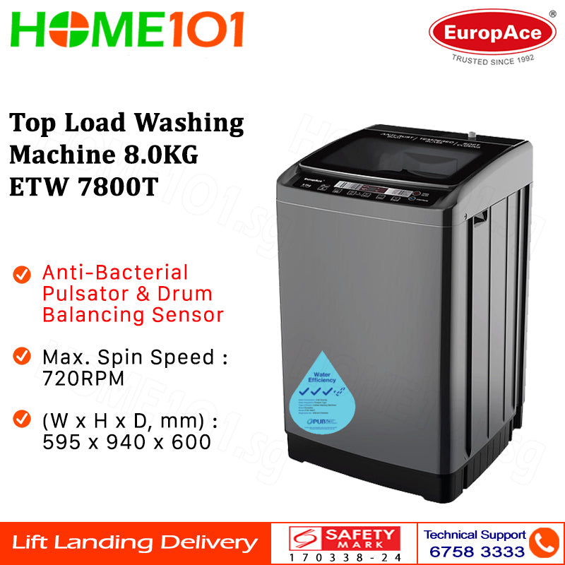 Europace Top Load Fully Washing Machine 8.0KG ETW 7800T