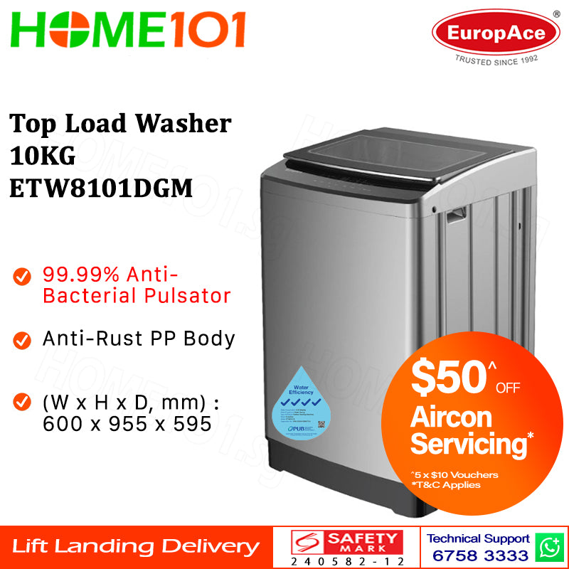 Europace Top Load Washer 10KG ETW8101DGM