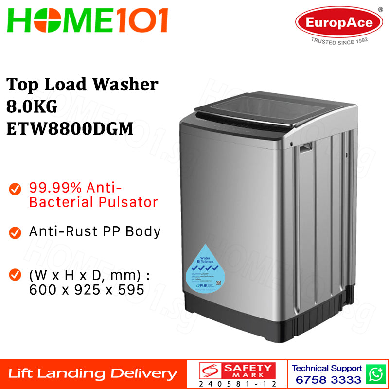 Europace Top Load Washer 8.0KG ETW8800DGM