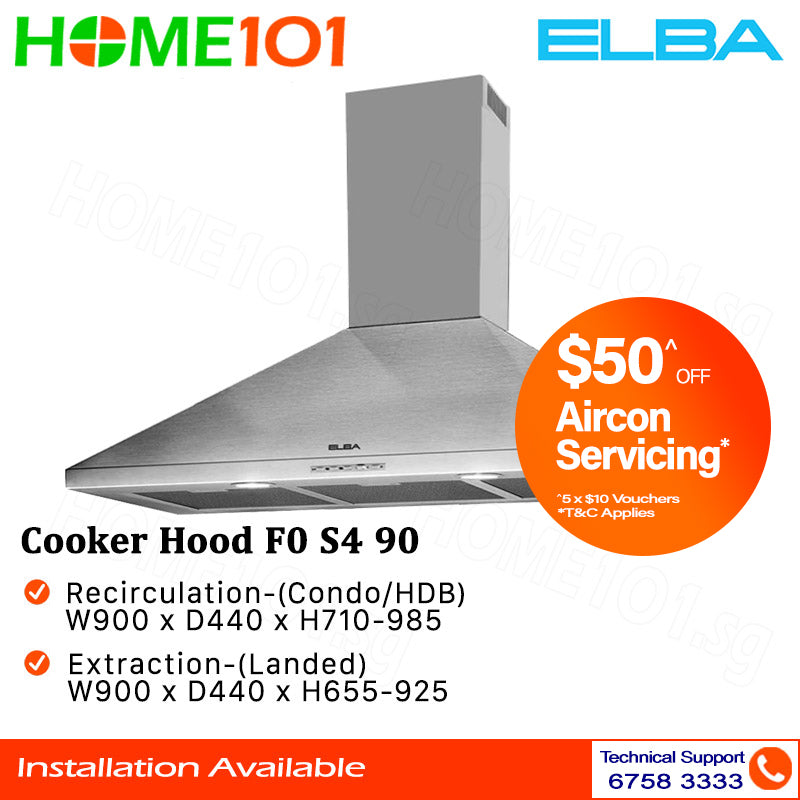 Elba Cooker Chimney Hood 90cm F0 S4 90