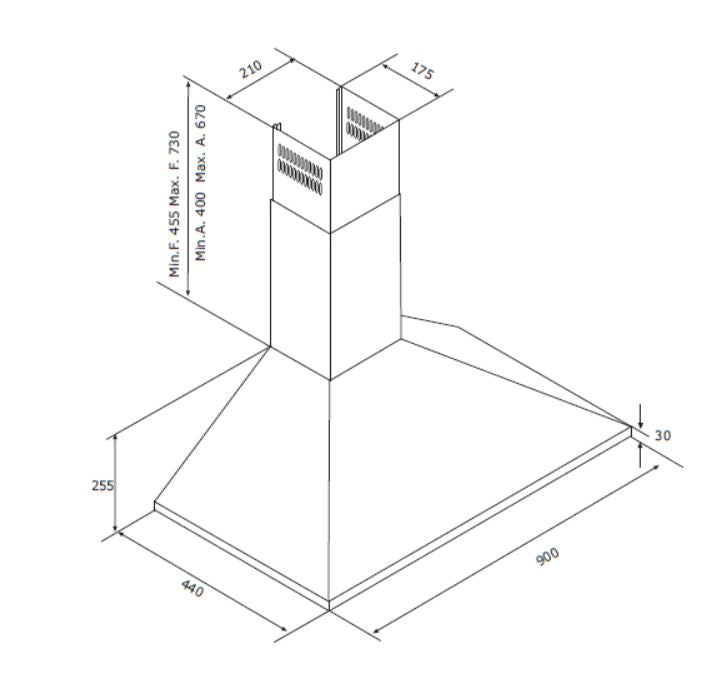 Elba Cooker Chimney Hood 90cm F0 S4 90