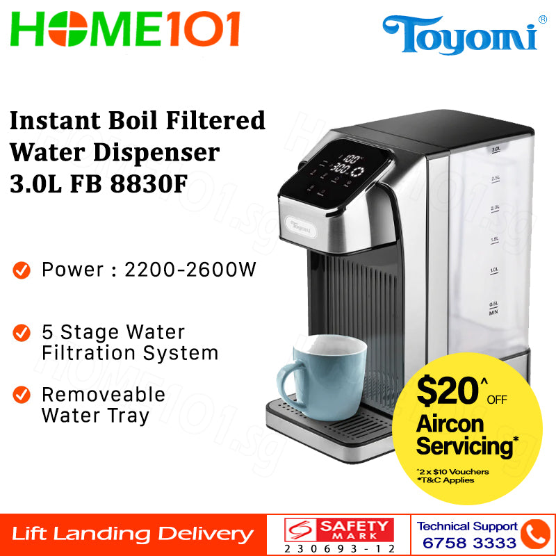 Toyomi Instant Boil Filtered Water Dispenser 3.0L FB 8830F