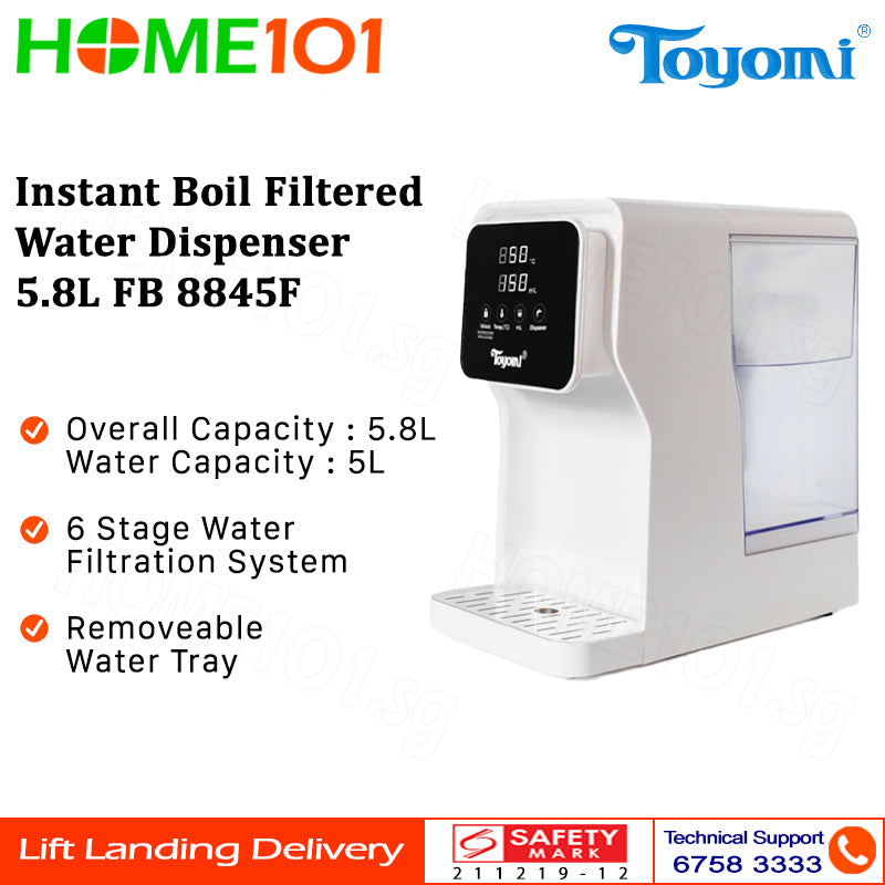 Toyomi Instant Boil Filtered Water Dispenser 5.8L FB 8845F