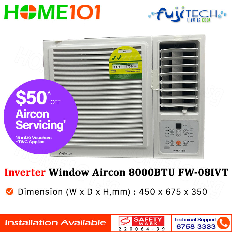 Fujitech Inverter Window Air Con 8000BTU FW-08IVT