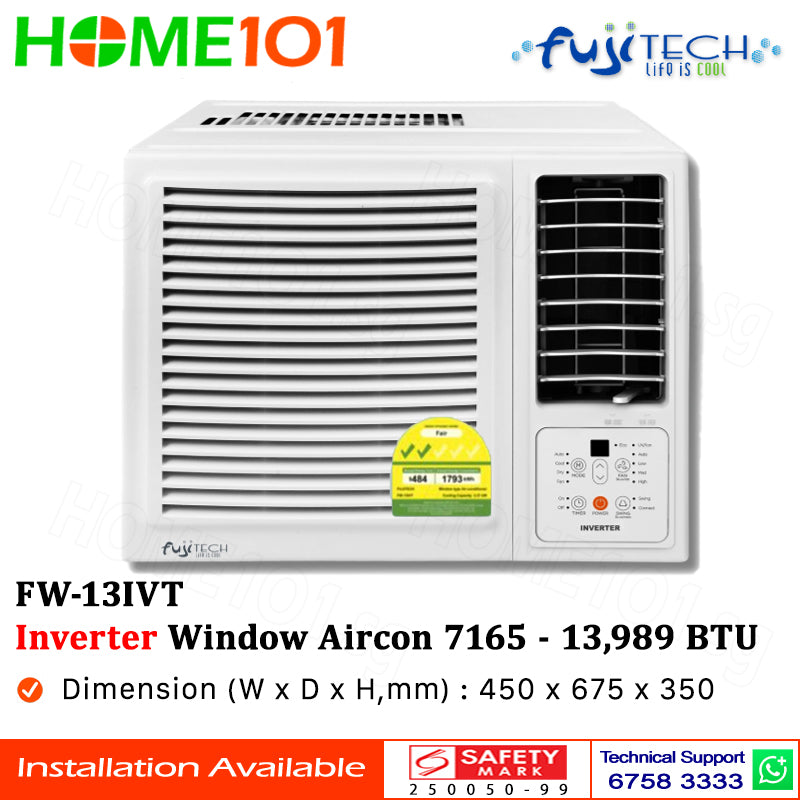 Fujitech Inverter Window Air Con 7165-13989BTU FW-13IVT