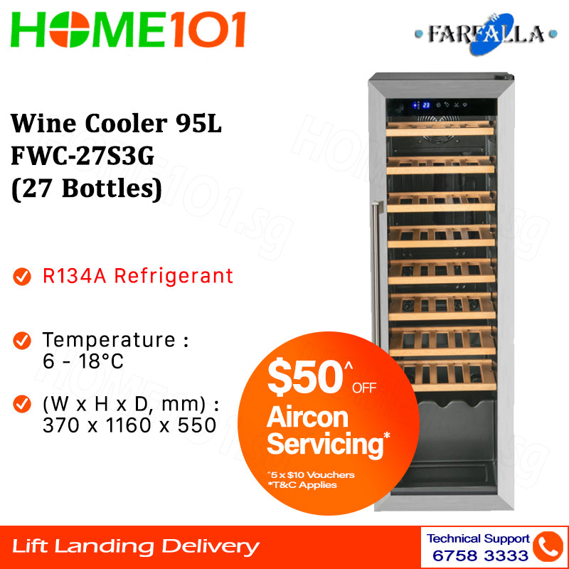 Farfalla Wine Cooler 95L FWC-27S3G (27 Bottles)