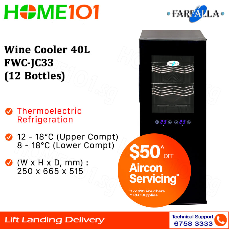 Farfalla Wine Cooler 40L FWC-JC33 (12 Bottles)