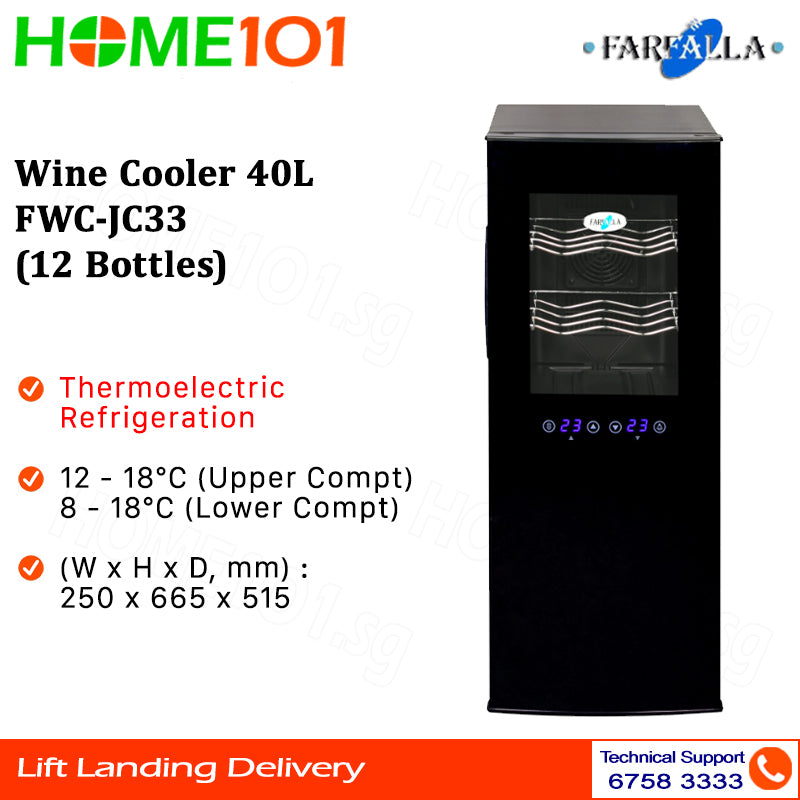 Farfalla Wine Cooler 40L FWC-JC33 (12 Bottles)