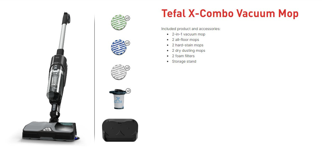 Tefal X-Combo Cordless Handstick Vacuum & Spin Mop Cleaner GF3039