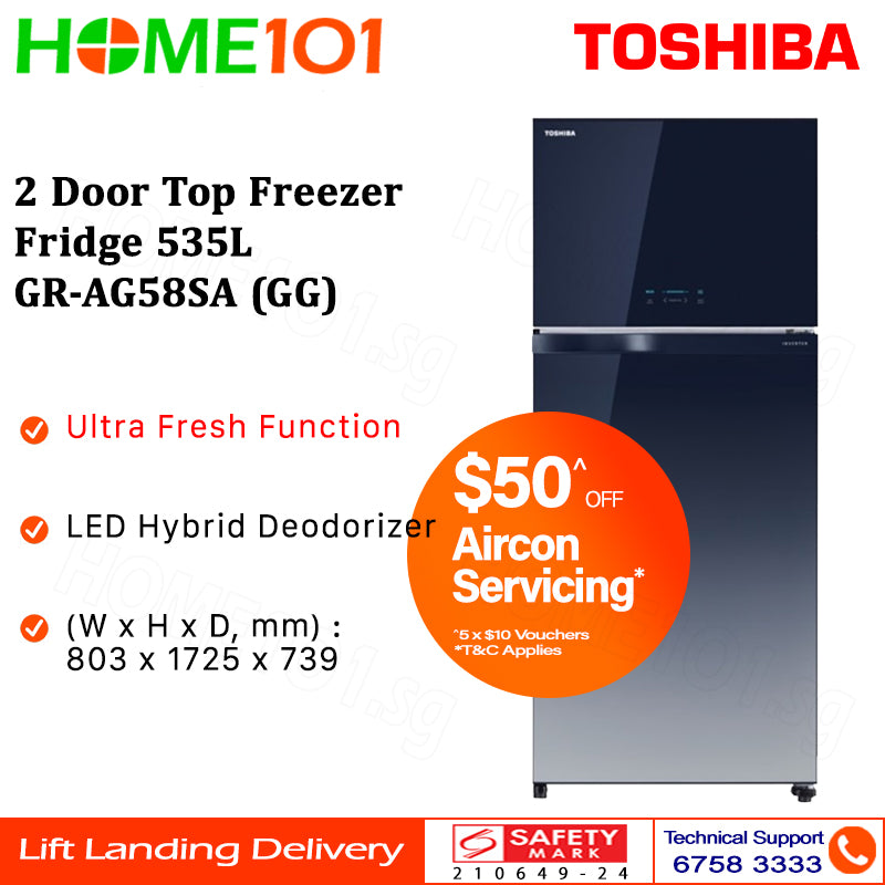 Toshiba 2 Door Top Freezer Fridge 535L GR-AG58SA