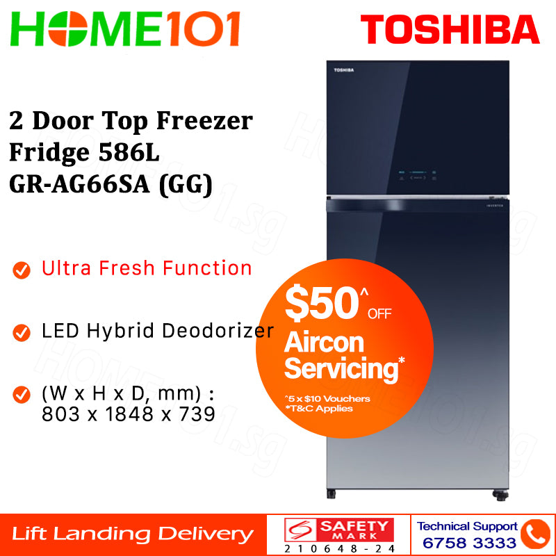 Toshiba 2 Door Top Freezer Fridge 586L GR-AG66SA